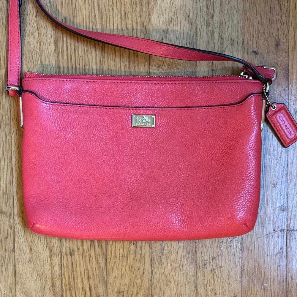 Coach Vibrant Coral/Pink Madison Crossbody Bag - Picture 2 of 8